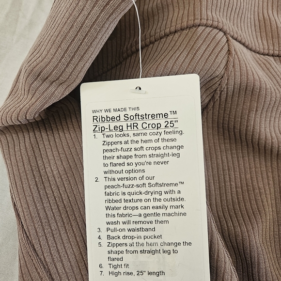 Lululemon Softstreme Zip-Leg HR Crop 25" TPTC Taupetastic Women's Size 4 - Picture 7 of 7